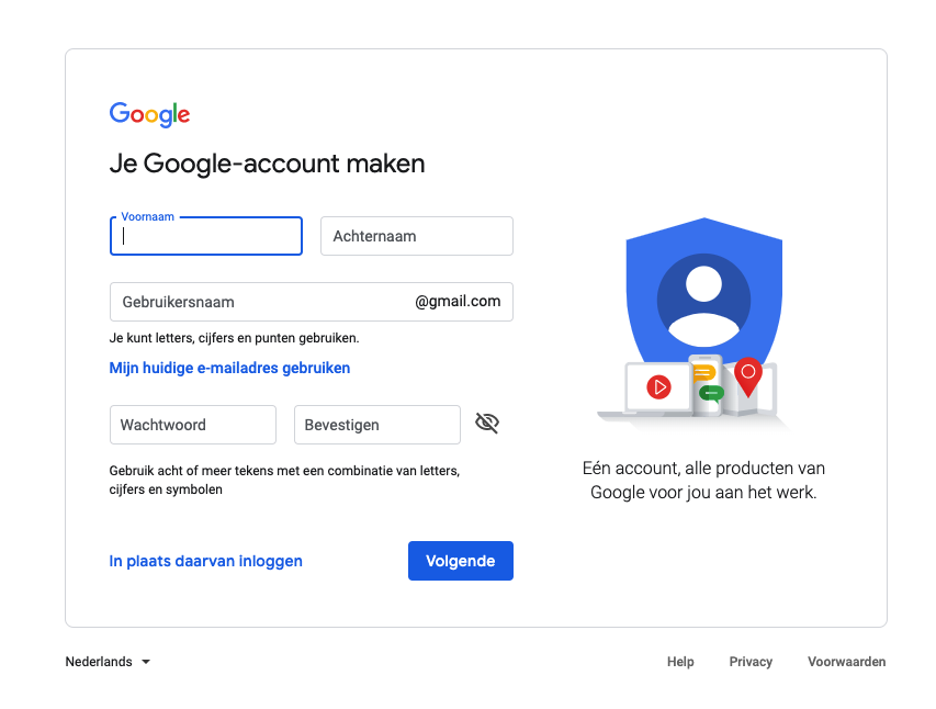 Google account aanmaken Google Tag Manager